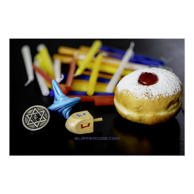 Happy Hanukkah Star von David menorah Dreidel Slip Poster (Vorderseite)