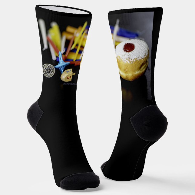 Happy Hanukkah Star von David menorah Dreidel Slip Socken (Gewinkelt)