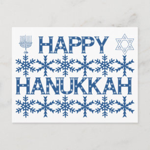 Happy Hanukkah Star von David Menorah Snowflakes Postkarte