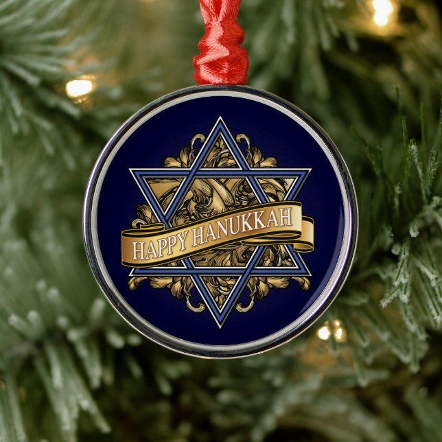 Happy Hanukkah Star von David Ornament Aus Metall (Baum)