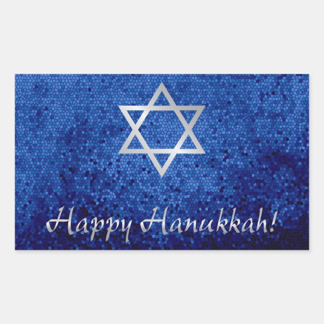 Happy Hanukkah Star von David Rechteckiger Aufkleber (Vorderseite)