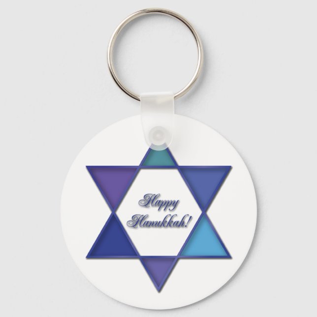 Happy Hanukkah Star von David Schlüsselanhänger (Vorderseite)