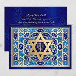 Happy Hanukkah. Star von David und Menorah Cards Feiertagskarte