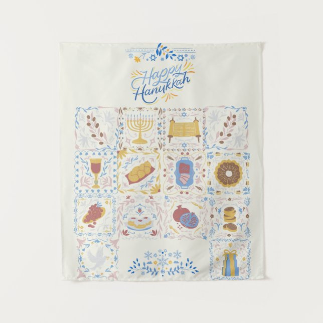 Happy Hanukkah Tapestry Wandteppich (Vorderseite)