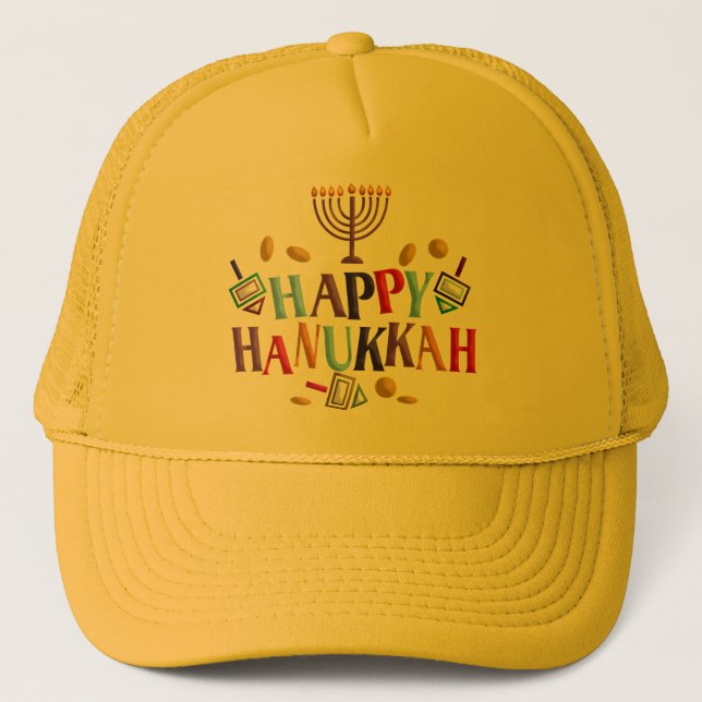 Happy Hanukkah Truckerkappe (Vorderseite)