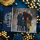 Happy Hanukkah und Ihr Foto Menorah Folien Feiertagskarte<br><div class="desc">Happy Hanukkah und Ihr Foto Menorah</div>