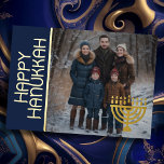 Happy Hanukkah und Ihr Foto Menorah Folien Feiertagskarte<br><div class="desc">Happy Hanukkah und Ihr Foto Menorah</div>