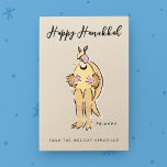 Happy Hanukkah vom Holiday Armadillo Feiertagspostkarte<br><div class="desc">Herzlichen Glückwunsch Hanukkah vom Holiday Armadillo! Diese lustige FRIENDS™ Grafik zeigt Ross als Holiday Armadillo.</div>