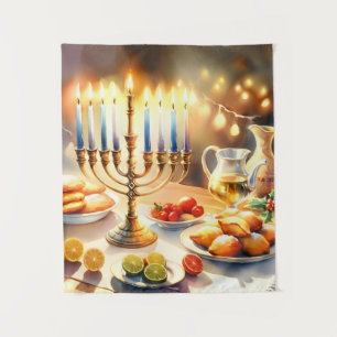 Happy Hanukkah Wandteppich