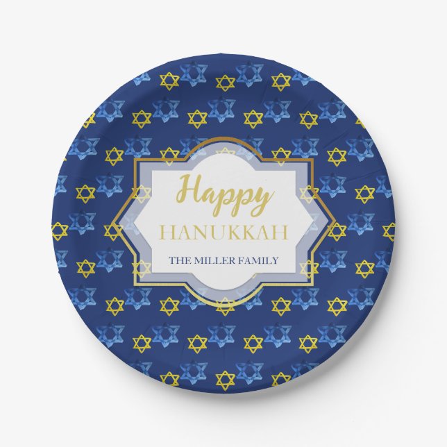 Happy Hanukkah Watercolor Stars von David Pappteller (Vorderseite)