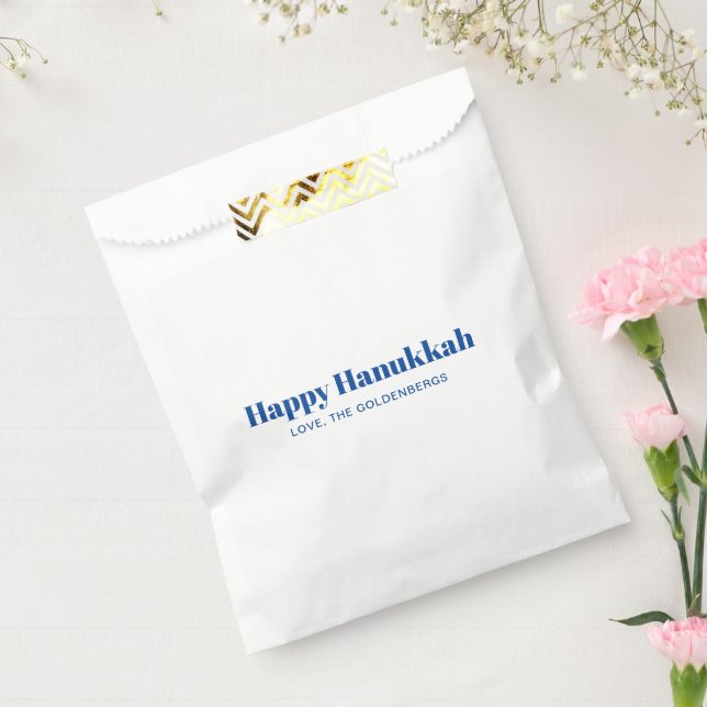 Happy Hanukkah Weiß-Blau-minimalistisch personalis Geschenktütchen (Versiegelt)