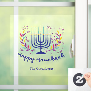 Happy Hanukkah Wohngestaltung Personalisiert farbi Fensteraufkleber