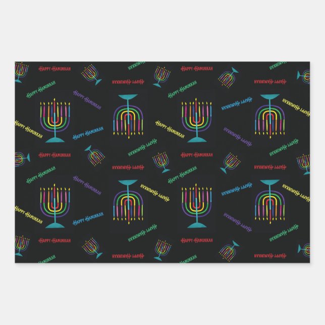 Happy Hanukkah Wrapping Paper Geschenkpapier Set (Vorderseite)