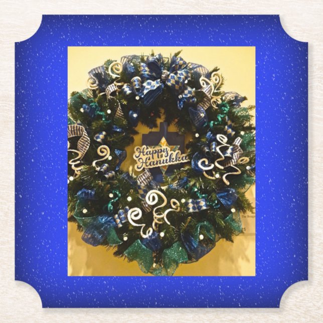 Happy Hanukkah Wreath Juwish Holiday Untersetzer (Vorderseite)