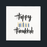 Happy Hanukkah Yellow Blue Candles Serviette<br><div class="desc">Festliche Hanukkah Holiday Papierserviette mit einem "Happy Hanukkah" in moderner handgeschriebener Typografie und einer Dekoration von Kerzen in klassischen Blau- und Gelbtönen. Ergänzende Artikel sind verfügbar. HINTERGRUNDCOLOR kann mit zazzle Hintergrundfarbe Optionen online geändert werden.</div>
