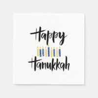 Happy Hanukkah Yellow Blue Candles