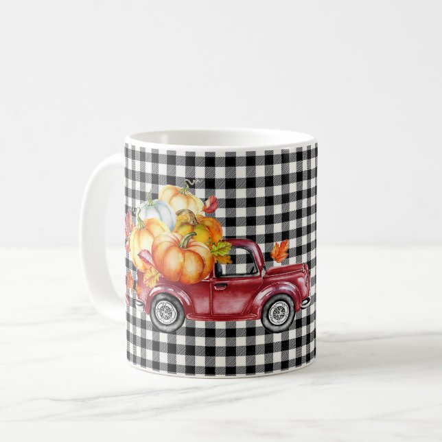 Happy Harvest Black Buffalo Karo Kaffee Tasse (Vorderseite Links)