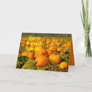 Happy Harvest Season, Pumpkin Patch Scene Gruß Karte