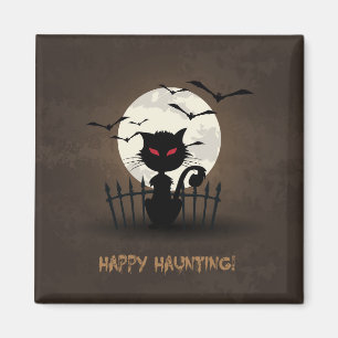 Happy Haunting Black Cat Magnet