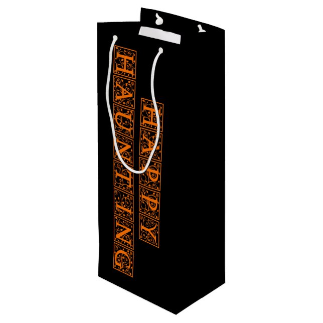 Happy Haunting Geschenktüte Für Weinflaschen (Rückseite Schrägansicht)