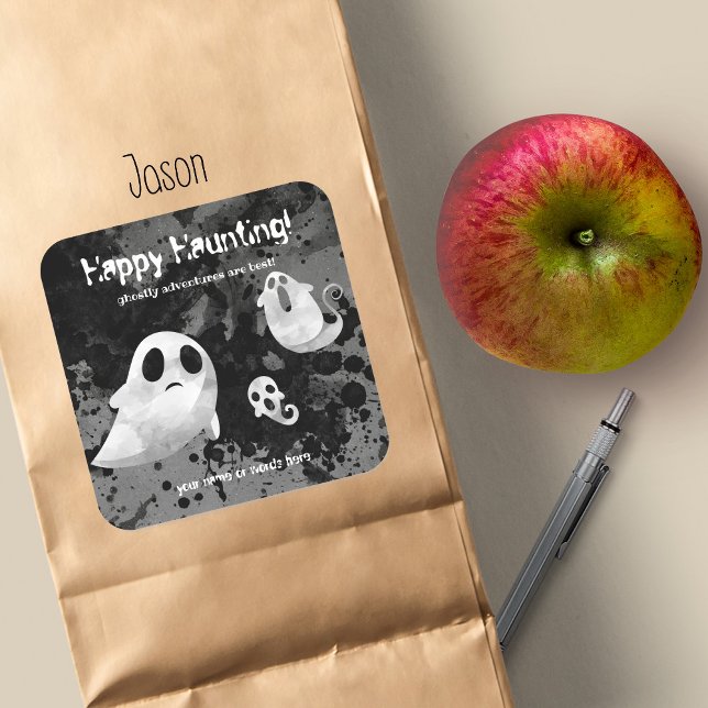 Happy Haunting Ghoful Adventures Quadratischer Aufkleber (Von Creator hochgeladen)