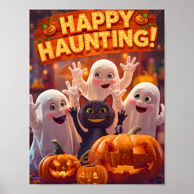 Happy Haunting - kids Halloween Poster (Vorne)