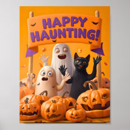 Happy Haunting - kids Halloween Poster