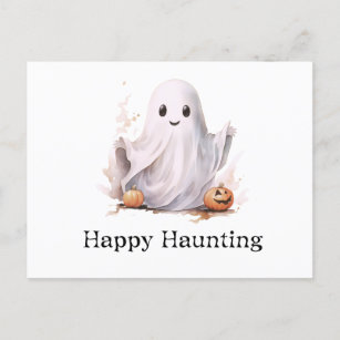 Happy Haunting Niedlich Ghost Halloween Feiertagspostkarte