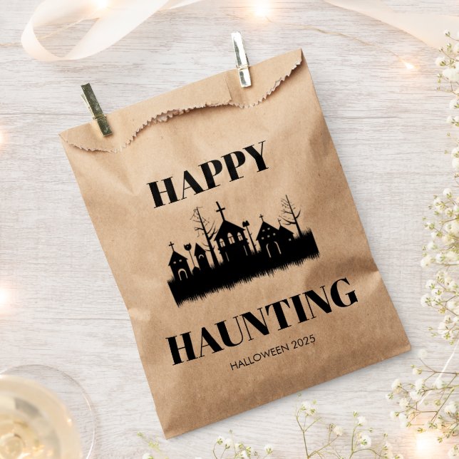 Happy Haunting | Spooky Halloween Candy Favor Bags Geschenktütchen (Ausgeschnitten)