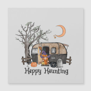 Happy Haunting - Spooky Hexe und Camper Van Magnetkarte