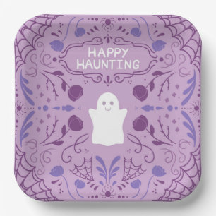 "Happy Haunting" Süße Halloween-Geister-Papierplat Pappteller