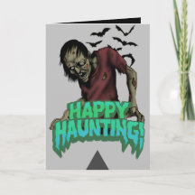 Happy Haunting Zombie Halloween Spooky Card