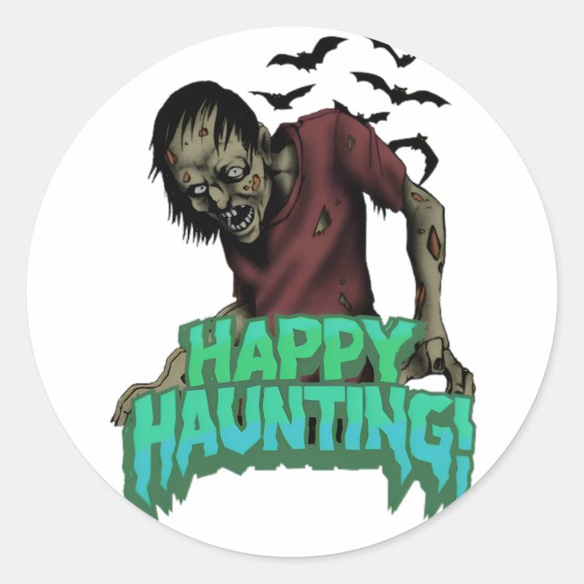 Happy Haunting Zombie Halloween Spooky Sticker (Vorderseite)