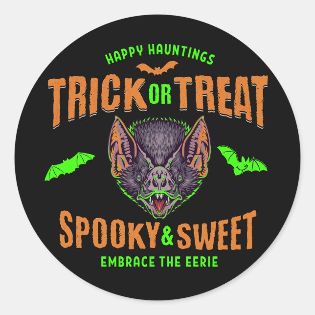 Happy Hauntings | Halloween-Fledermäuse, Trick ode Runder Aufkleber (Vorderseite)