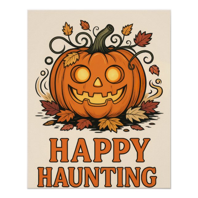 Happy Hauny - Halloween Poster Citrouille 📝 Opis (Devant)
