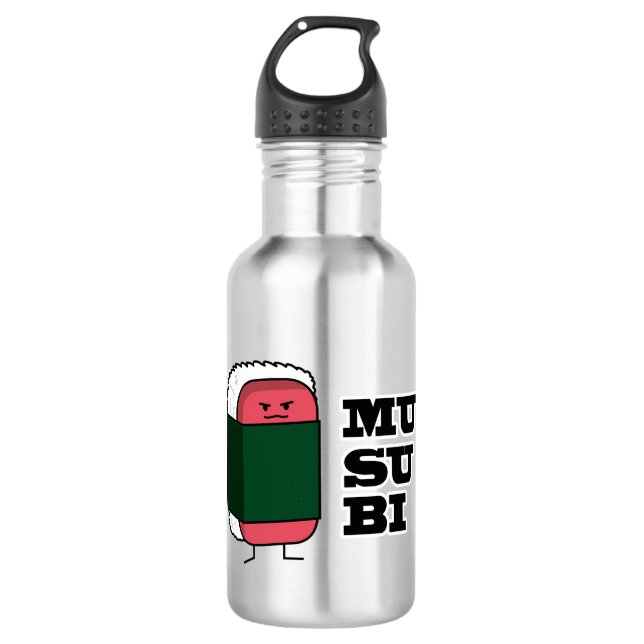 Happy Hawaiian Musubi Sushi Nori Algen Edelstahlflasche (Vorderseite)