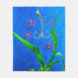 Happy Hawaiian Orchid Bird Fleecedecke