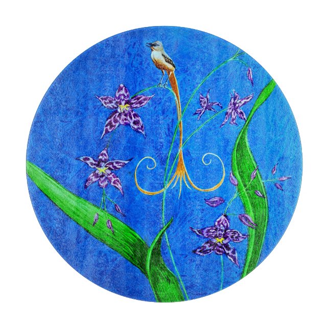 Happy Hawaiian Orchid Bird Schneidebrett (Vorderseite)