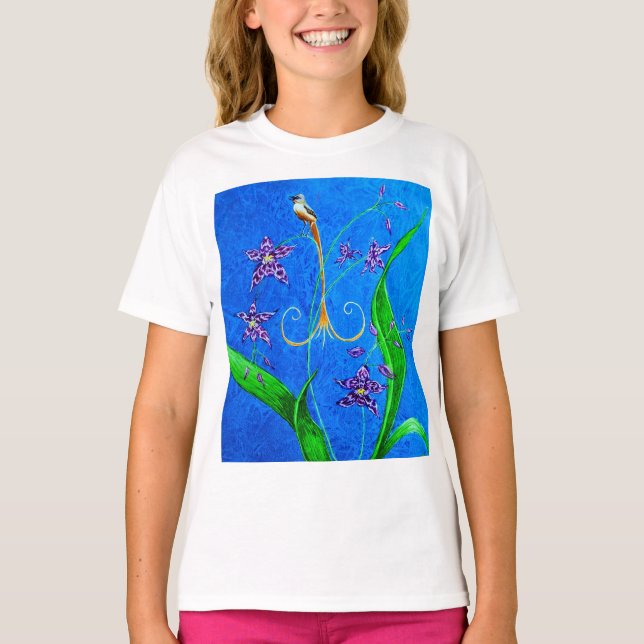 Happy Hawaiian Orchid Bird T-Shirt (Vorderseite)