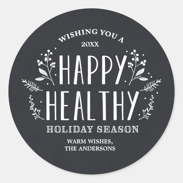 Happy Healthy Holiday | Aufkleber für Geschenktipp (Vorderseite)
