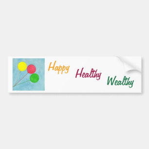 Happy Healthy Wealthy Balloon Affirmation Autoaufkleber