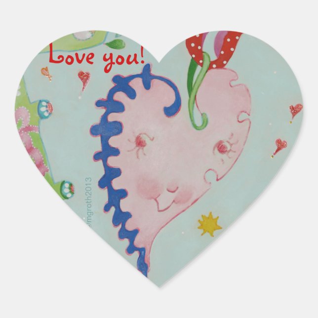 Happy Heart Valentine Aufkleber (Vorderseite)