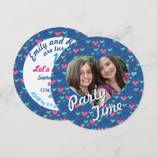 Happy Hearts 13e Twin Anniversaire Invitations