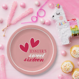 Happy Hearts 16 . Geburtstag Pappteller