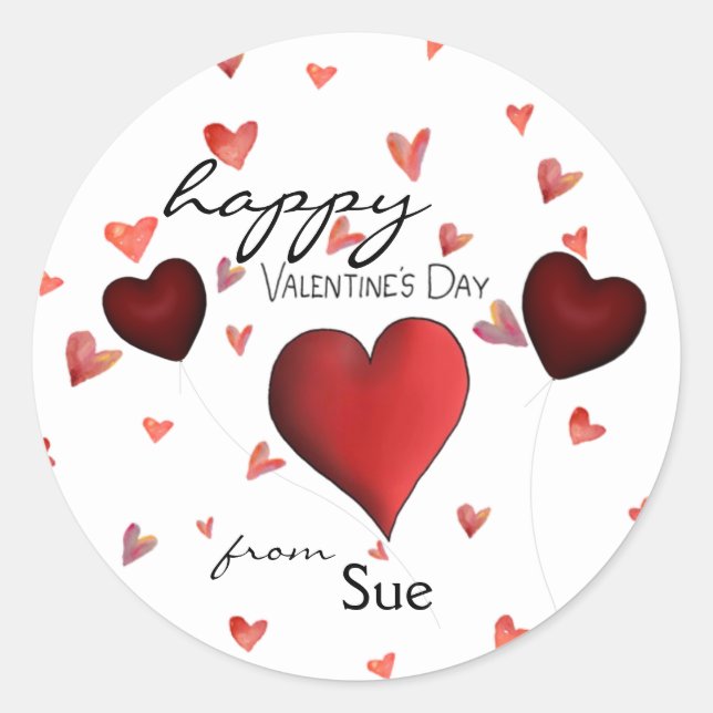 Happy Hearts Custom Valentine's Day Stickers (Vorderseite)