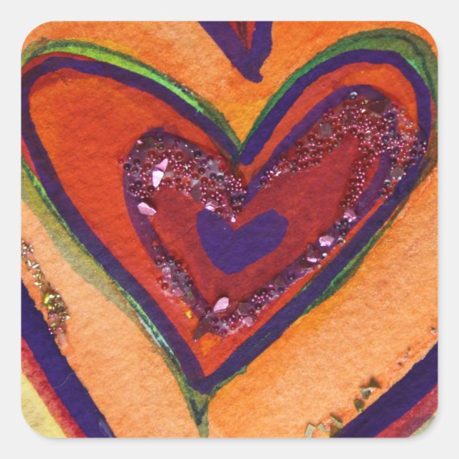 Happy Hearts Glitzer Liebe Labels Art Stickers (Vorderseite)