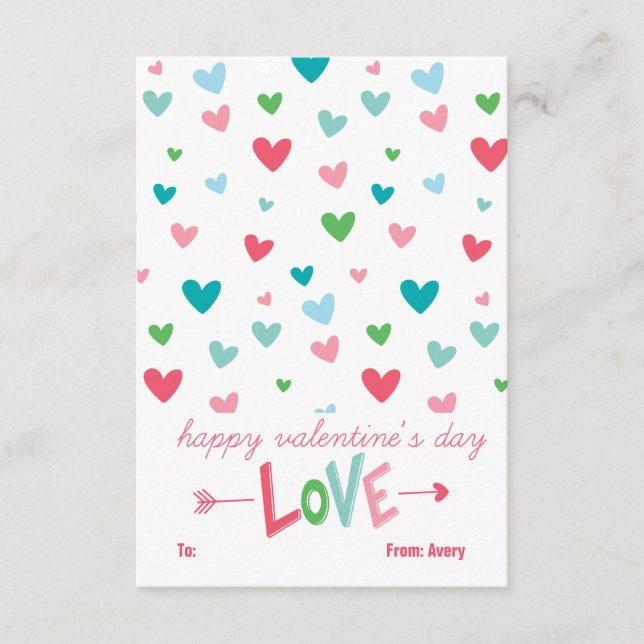 Happy Hearts Personalisiert Valentine (Vorderseite)