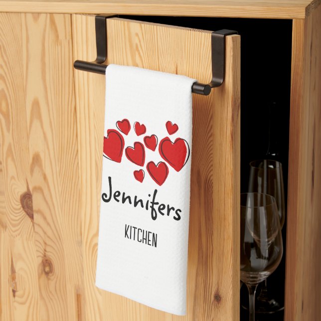 Happy Hearts Valentine Custom Kitchtuch Geschirrtuch (Drittel gefaltet)