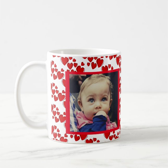 Happy Hearts Valentine's Day Foto Kaffee Tasse (Links)