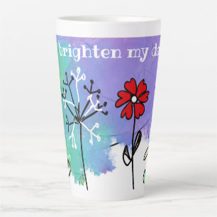 Happy hell Cartoon Blume auf Aquarell Milchtasse